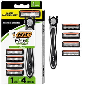 Select Accounts: BIC Flex 4 Men's Refillable Razor Kit w/ 1 Handle & 4 Cartridges $3.60 w/ S&S