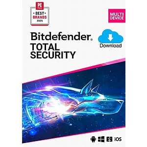 2-Years Bitdefender Total Security 2026 Software (5-Devices/Digital Dowload) $25