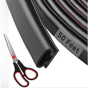 50' Fingwerk D-Shape Rubber Weather Stripping Door Seal Strip w/ Scissors $10.80