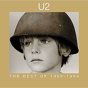 U2: The Best Of 1980-1990 vinyl record album cover featuring the band's iconic imagery from the 1980s era.