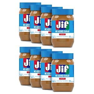 8-Pack 33.5-Oz Jif No Added Sugar Creamy Peanut Butter Spread $22.05 w/ Subscribe & Save