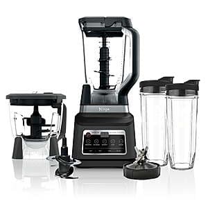 Ninja Professional Plus Kitchen System featuring a black blender base with pitcher and an 8-cup food processor bowl with lid.