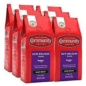 6-Pk 12-Oz Community Coffee Dark Roast Ground Coffee (New Orleans Blend) $26.65 w/ S&S