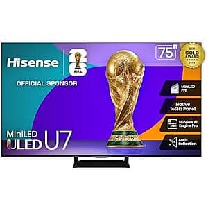 75" Hisense U7 Series MiniLED QLED 4K UHD 165Hz HDR Smart Google TV (2025) $900 + Free Shipping
