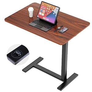 ZUNMOS Mobile Adjustable Height Sit-to-Stand Desk w/ Hidden Casters (Brown) $37 + Free Shipping