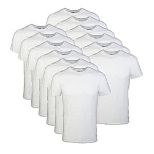 12-Pack Gildan Men's Crew Cotton T-Shirts (Small Only, White) $20