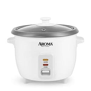 Aroma 1.5 Quart 3-Cups Uncooked / 6-Cups Cooked Rice Cooker (White) $18