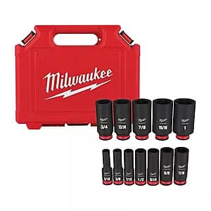 12-Pc Milwaukee SHOCKWAVE 3/8" Drive Deep Well 6 Point Impact Socket Set (SAE) $50 + Free S&H