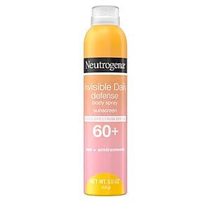 Select Accts: 5-Oz Neutrogena Invisible Daily Defense Body SPF 60+ Sunscreen $2.60 w/ S&S