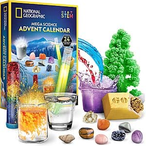 National Geographic Mega Science Advent Calendar w/ Experiments, Fossils & Gemstones $26