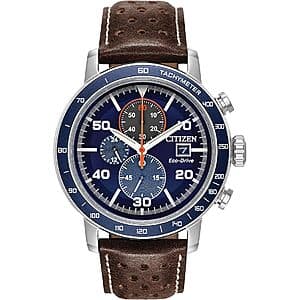 Men's Citizen Eco-Drive 44mm Weekender Brycen Blue-Dial Chronograph Watch $195 + Free S&H