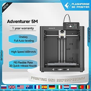 Select Users: Flashforge Adventurer 5M Wi-Fi 3D Printer w/ Auto Leveling $166 + Free Shipping