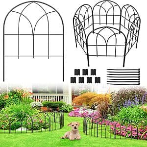 6-pk 12.55" x 16.53" Youpehom No-Dig Metal Garden Fence Panels (Black) $12