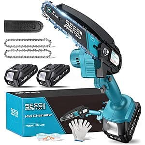 6" Seesii Mini Cordless Electric Hand Chainsaw w/ 2x 21V Batteries $19.70