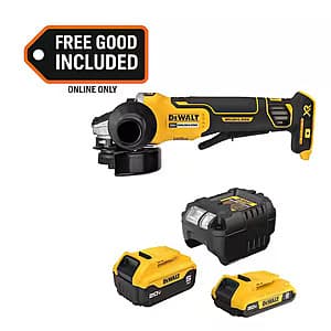 DeWALT 20V Max XR Brushless 4.5"  Angle Grinder w/ 5Ah & 2Ah Batteries/Charger $199 + Free S/H