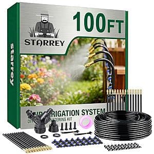 100' 1/4" Starrey Drip Irrigation Watering System w/ 24-Pc Adjustable Nozzles $19.90