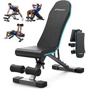 MERACH Foldable Adjustable Weight Bench $50 + Free S&H