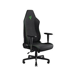 Razer Iskur V2 X black ergonomic gaming chair with contoured backrest and armrests.