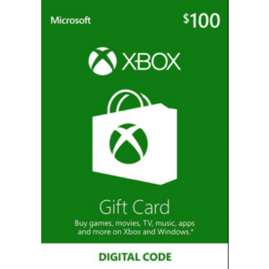 Xbox eGift Card code or card design showing $100 denomination and Xbox branding.