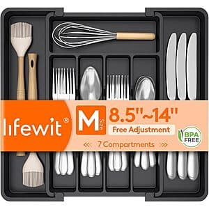 Prime Members: Lifewit Expandable Silverware / Utensil Kitchen Drawer Organizer $3 + Free S&H