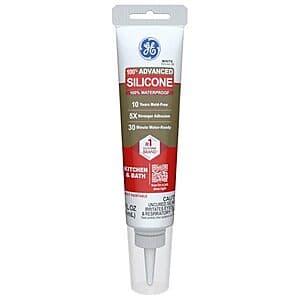 2.8-Oz GE Advanced 100% Silicone Caulk for Kitchen & Bathroom (White) $5
