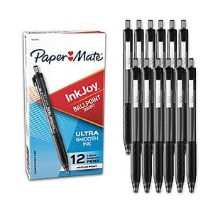 12-Ct Paper Mate InkJoy 300RT Retractable Ballpoint Pens (Medium Point, Black) $3.40