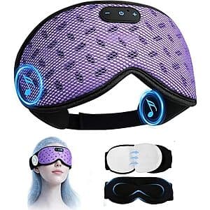 LC-dolida 3D Blackout Sleep Mask w/ Bluetooth 5.4 Headphones (Purple) $11