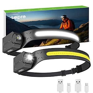 2-Pack Lepro Super Bright Rechargeable Headlamps $16