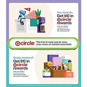Target College Student Appreciation: Verified Student or Teacher Accounts Get $10 Reward for Creating & Sharing a 10+ Item Wish List