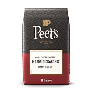 Select Accts: 18-Oz Peet's Coffee Whole Bean Dark Roast (Major Dickason's Blend) $9.85 w/ S&S