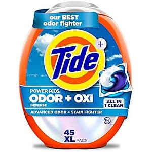 45-Ct Tide Power PODS Laundry Detergent Pacs (Odor Defense + Oxi) 4 for $44.50 w/ S&S + Free S&H