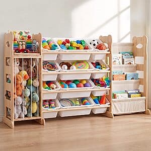 60.7" JUOIFIP Toy Storage Organizer w/ Bookshelf & Stuffed Animal Storage $75 + Free S&H