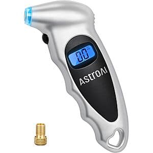 AstroAI 150PSI Digital Tire Pressure w/ Presta Valve Adaptor (Silver) $3