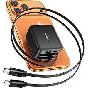 iVANKY 4-in-1 45W GaN Retractable Wall Charger w/ 2x Built-In USB-C Cables $12.30
