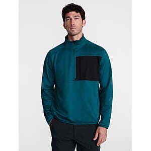 Teal Ozark Trail men's half-zip pullover sweatshirt displayed on a model or flat lay.