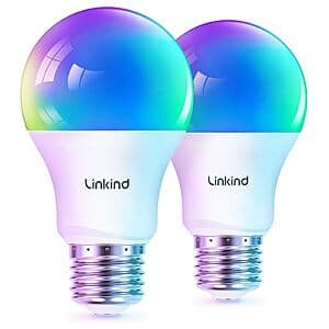 2-Pack Linkind Matter Smart Color-Changing A19 E26 LED Light Bulbs $9