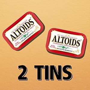 2-Pack 1.76oz. Altoids Curiously Strong Mint Tins (Peppermint) $3.40 w/ Subscribe & Save