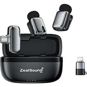 ZealSound Mini Wireless Lavalier Microphone w/ Charging Case $12