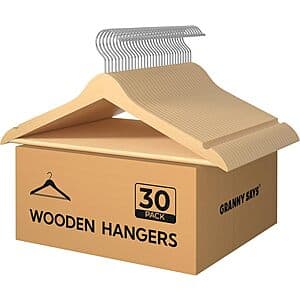 30-Pk Granny Says Heavy-Duty Wooden Clothes Hangers (Natural Wood) $17.50