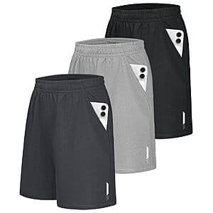 3-Pk Little Beauty Men's Athletic Fast Dry Shorts w/ Pockets (various) $12.50