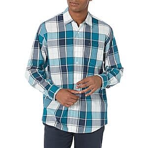 Amazon Essentials Men's 100% Cotton Poplin Regular-Fit Long-Sleeve Casual Shirt from $7.10