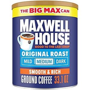 Select Accts: 33.1-Oz Maxwell House Original Roast Ground Coffee (Medium Roast) $11.50 w/ S&S