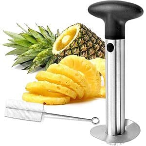 UMUACCAN Stainless Steel 3-in-1 Pineapple Corer, Slicer & Cutter (Black) $5
