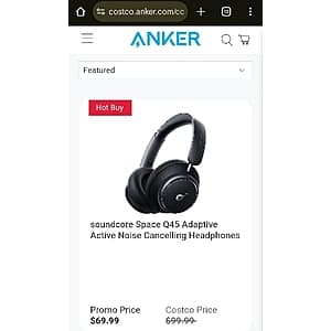 Costco Members: Anker Soundcore Space Q45 Adaptive ANC Headphones (3 Colors) $70 + Free Shipping