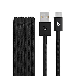 5' Beats USB-A to USB-C Woven Charging Cable (Bolt Black) $5