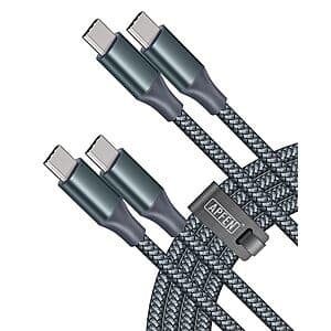 2-Pack 6' APFEN USB-C 60W Fast Charging Cable $4