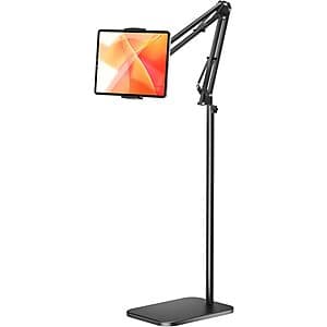 59" TabHolderix Tablet Floor Stand w/ 4.5lb Metal Base $15