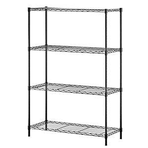 BestOffice 4-Shelf Adjustable Metal Wire Storage Rack in Black (54"x36"x14") $35
