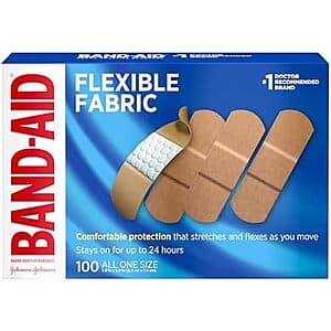 100-Count 3" x 1" Band-Aid Brand Flexible Fabric Adhesive Bandages $4.50 w/ Subscribe & Save
