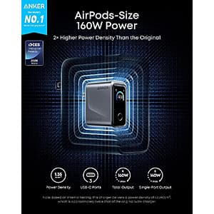 Refurb: Anker Prime 3-Port GaN 160W Max Charger w/ Smart Touch Display $75 + Free S&H